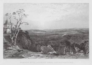 Bardon Hill, västerut, Leicestershire (gravyr) av Thomas (after) Allom