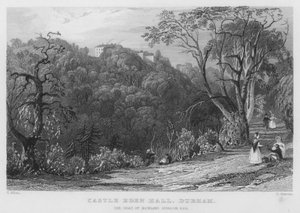 Castle Eden Hall, Durham, säte för Rowland Burdon (gravyr) av Thomas (after) Allom