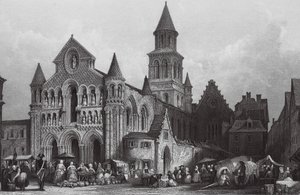 Kyrkan Notre Dame, Poitiers (gravyr) av Thomas (after) Allom