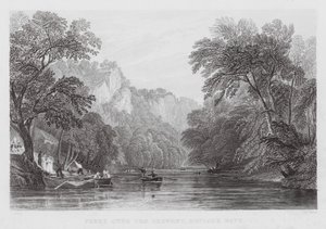 Färja över Derwent, Matlock Bath (gravyr) av Thomas (after) Allom