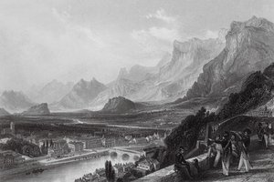 Grenoble, från fästningen (gravyr) av Thomas (after) Allom