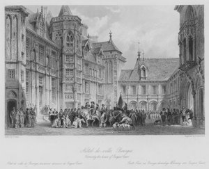 Hotel-de-ville, Bourges, tidigare Jacques Coeurs hus (gravyr) av Thomas (after) Allom