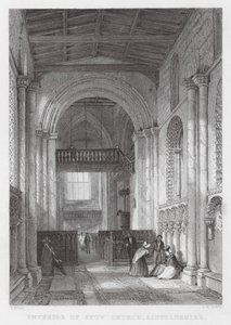 Interiör av Stow Church, Lincolnshire (gravyr) av Thomas (after) Allom