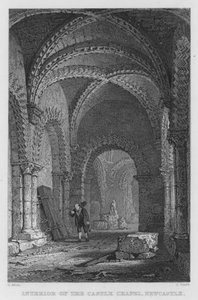 Interiör av Castle Chapel, Newcastle (gravyr) av Thomas (after) Allom