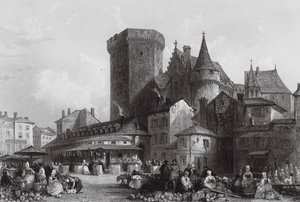 Marknadsplatsen, Angouleme (gravyr) av Thomas (after) Allom