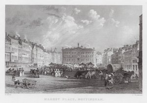 Market Place, Nottingham (gravyr) av Thomas (after) Allom