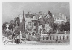 Newstead Abbey, Nottinghamshire (gravyr) av Thomas (after) Allom