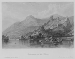 Rochemaure, vid Rhone (gravyr) av Thomas (after) Allom