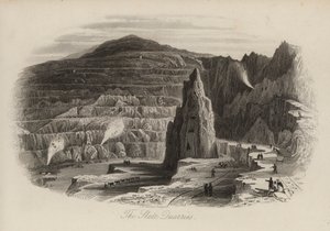 Skifferbrott, Bethesda, North Wales (gravyr) av Thomas (after) Allom