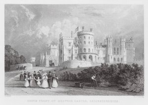 Södra fronten av Belvoir Castle, Leicestershire (gravyr) av Thomas (after) Allom