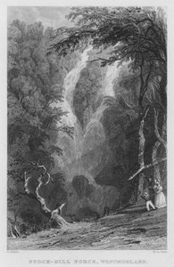 Stock-Gill Force, Westmorland (gravyr) av Thomas (after) Allom