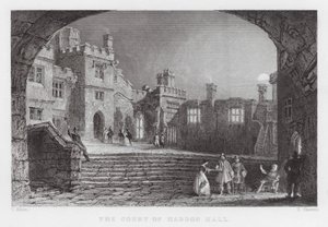 The Court of Haddon Hall (gravyr) av Thomas (after) Allom