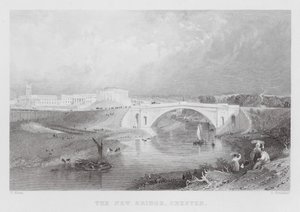 New Bridge, Chester (gravyr) av Thomas (after) Allom