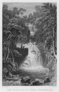 The Upper Fall at Rydal, Westmorland (gravyr) av Thomas (after) Allom