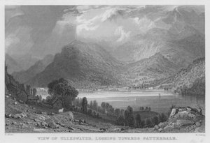 Utsikt över Ulleswater, med utsikt mot Patterdale (gravyr) av Thomas (after) Allom