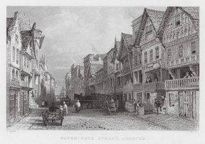 Water-Gate Street, Chester (gravyr) av Thomas (after) Allom