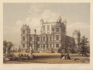 Wollaton Hall, Nottinghamshire (akvatint) av Thomas (after) Allom