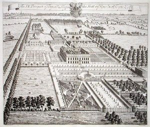 The South East Prospect of Frogpool, sätet för Rowland Fdyon, från "Thirty Six Different Views of Noblemen and Gentlemen