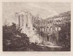 Rievaulx Abbey (gravyr) av Thomas (after) Girtin