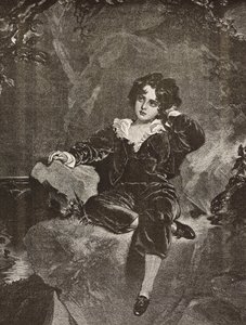 Porträtt av Master Lambton som pojke, Charles William Lambton, the Red Boy, gravyr från en målning av Thomas Lawrence från L