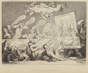 Ett irländskt tjut: möte med National Convention of United Irishmen som visar republikanismens fasor som exemplifieras av den franska revolutionen av Thomas (after) Rowlandson