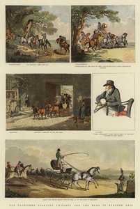 Gammaldags sportbilder och vägen på förgångna dagar (litho i färg) av Thomas (after) Rowlandson
