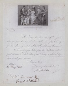 Bekräftelsebrev på val till medlemskap i Society for the Encouragement of Arts, Manufacturers and Commerce