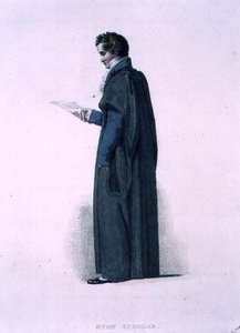 Eton Scholar, från "History of Eton College", en del av "History of the Colleges", graverad av J. Agar, pub. av R. Ackermann