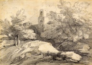 Landskap (penna) av Thomas (attr. to) Gainsborough