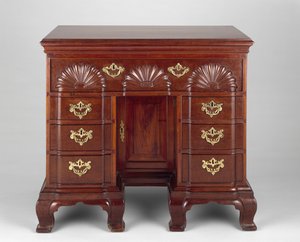 Bureau Table, c. 1773-1783 (mahogny, östlig vit tall, kastanj, mjuk lönn och gul poppel) av Thomas (attr.to) Spencer