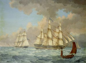 Ostindiska kompaniets fartyg "East Indian". Olja på duk av Thomas A. Binks
