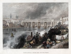 High Level Bridge över Tyne i Newcastle, 1849 av Thomas Abiel Prior