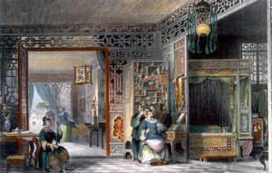Boudoir och sängkammare för en dam av rang, Kina, 1843