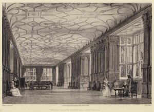 The Long Gallery, Haddon Hall, Derbyshire av Thomas Allom