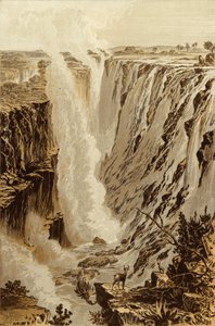 Victoriafallet, Zambesi, från den östra delen av klyftan (chromolitho)