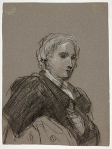 Byst av en kvinna (recto); Draperad figur, trekvartslängd (verso)