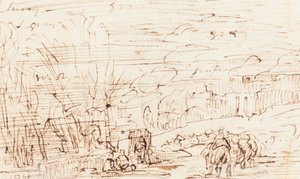 Figurer i ett landskap [verso] av Thomas Barker
