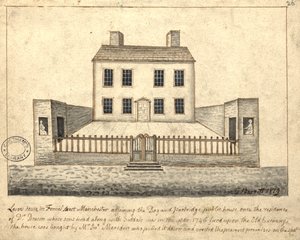 Levers House, Manchester, 1819 (penna och bläck och tvätt på papper)