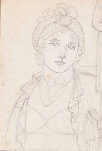 Ett huvud-och-skuldror-porträtt av Emma Hamilton av Thomas Baxter