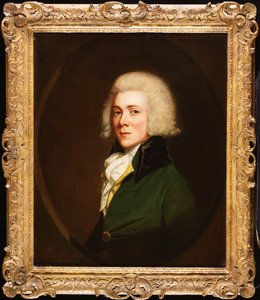 Porträtt av Reginald Pearch, halvlängd, i grön jacka och vit lager, 1788