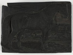 Träkloss för The Black Horse, från A General History of Quadrupeds av Thomas Bewick