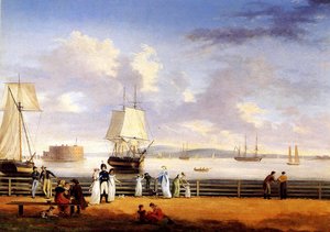 New Yorks hamn, omkring 1810 av Thomas Birch