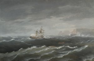 Skeppsbrott nära en stenig kust av Thomas Birch