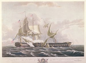 Striden mellan USS Constitution och HMS Guerriere av Thomas Birch