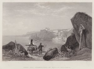 Klippan och udden av Scylla, Kalabrien, Italien (gravyr) av Thomas Brabazon Aylmer