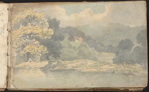 Album med landskaps- och figurstudier: Landskapsscen nära St. Albans av Thomas Bradshaw