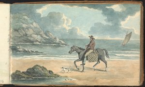 Album med landskaps- och figurstudier: Man Riding a Horse on the Beach