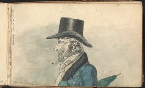 Album med landskaps- och figurstudier: Profil av en man med ett paraply