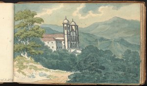 Album med landskaps- och figurstudier: Villa i bergen