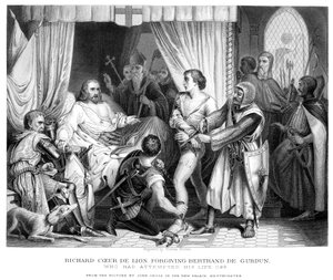Kung Richard I 1157-1199, förlåtande Bertrannd De Gurdun, sent 1800-tal.